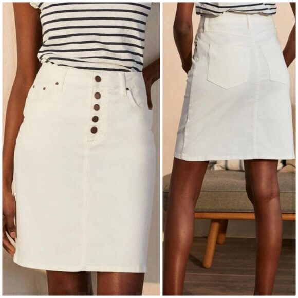 Boden Women's Girlfriend Button Fly 6P White Denim Mini Skirt - Picture 1 of 8